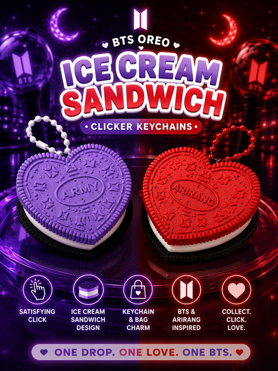 π BTS Ice Cream Sandwich Fidget Clicker β BTS & ARIRANG Inspired 3D Printed Collectible