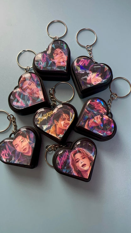 BTS Holographic Heart Fidget Clicker Keychain