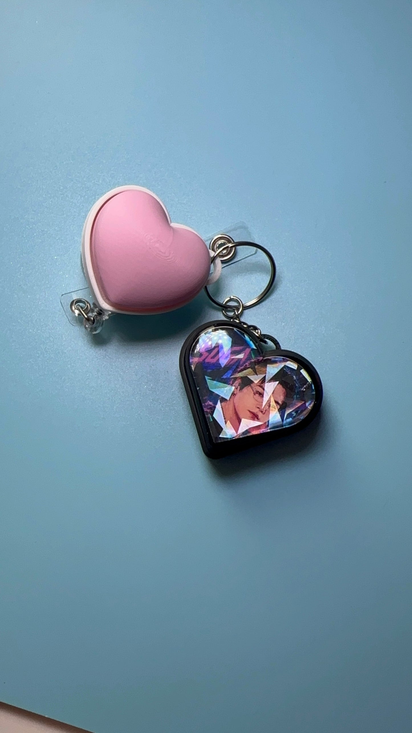 BTS Holographic Heart Fidget Clicker Keychain