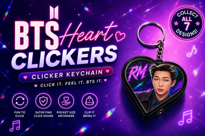 BTS Holographic Heart Fidget Clicker Keychain