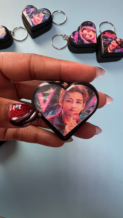 BTS Holographic Heart Fidget Clicker Keychain