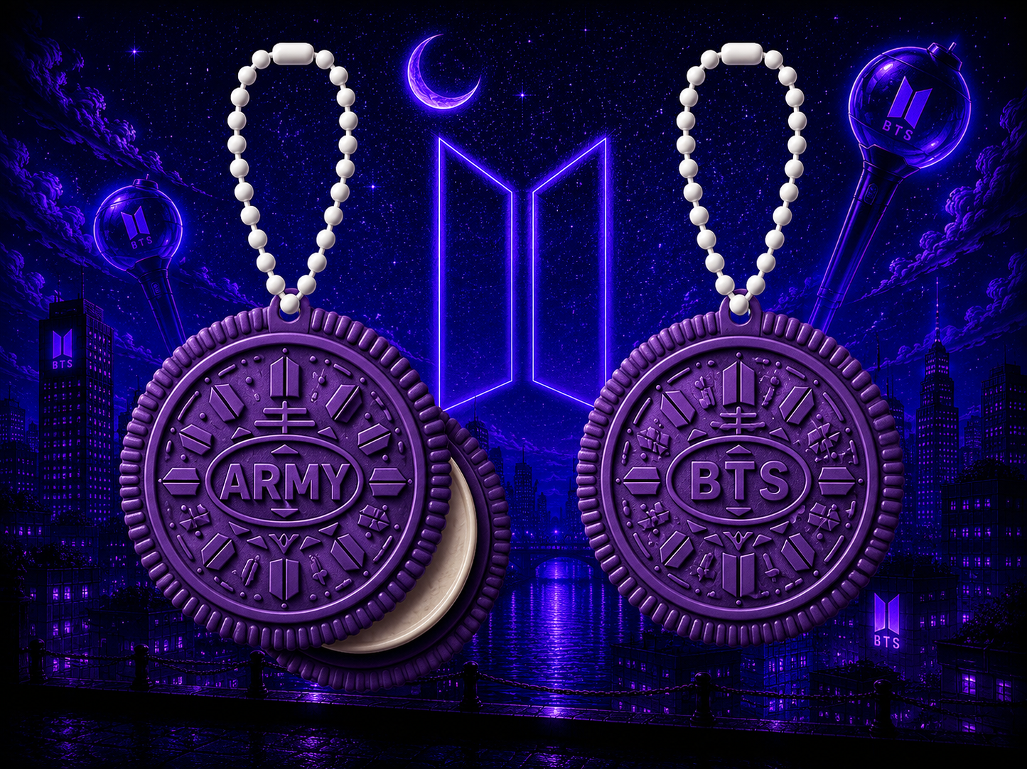 BTS Twistable Oreo Keychain – 12 Collectible Designs + ARIRANG Edition | Includes Photocard & BT21 Sticker