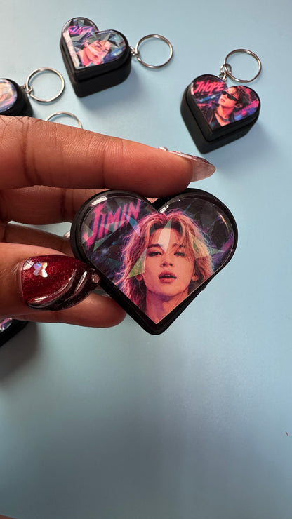 BTS Holographic Heart Fidget Clicker Keychain