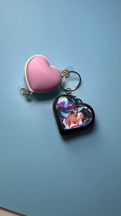 Interchangeable Heart Clicker Badge Reel