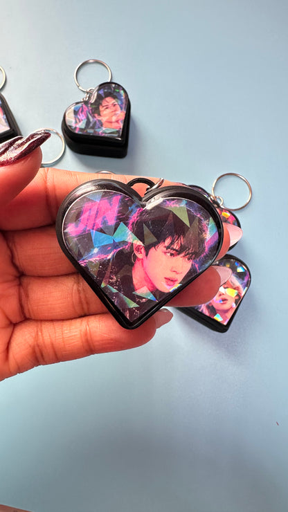 BTS Holographic Heart Fidget Clicker Keychain
