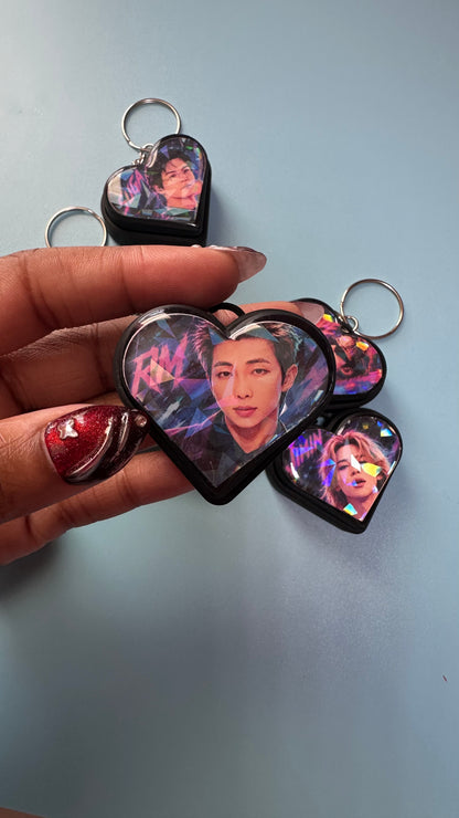 BTS Holographic Heart Fidget Clicker Keychain