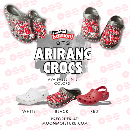 Handmade BTS ARIRANG Fully Rhinestoned OT7 Custom Crocs (Limited Preorder)