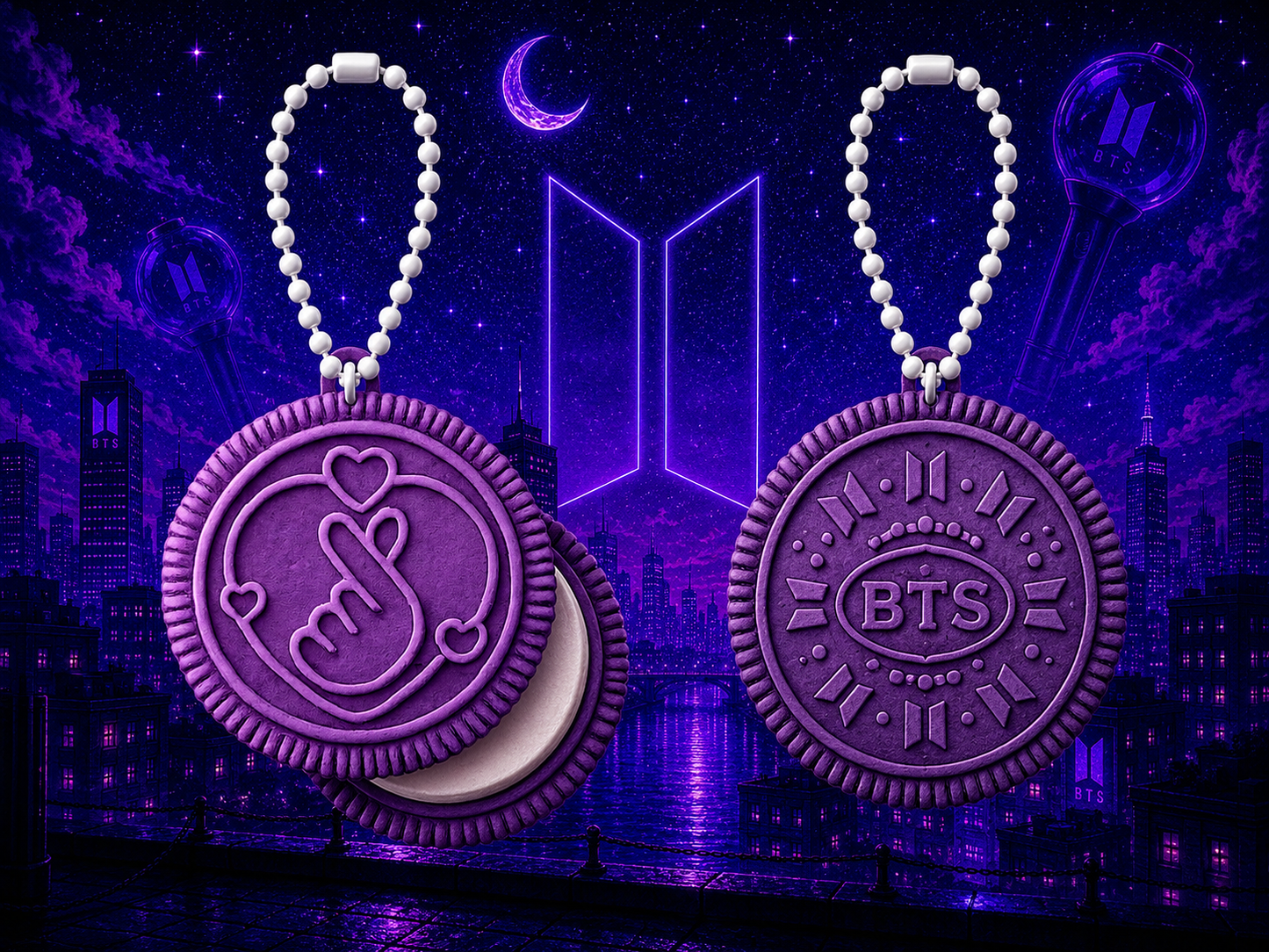 BTS Twistable Oreo Keychain – 12 Collectible Designs + ARIRANG Edition | Includes Photocard & BT21 Sticker