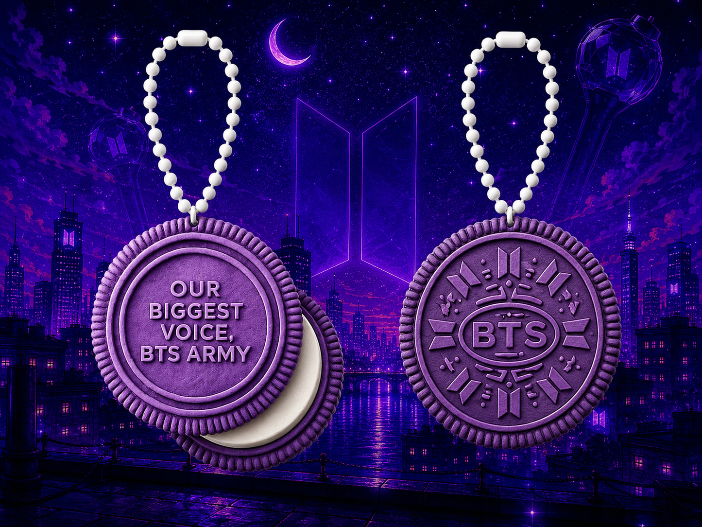 BTS Twistable Oreo Keychain – 12 Collectible Designs + ARIRANG Edition | Includes Photocard & BT21 Sticker
