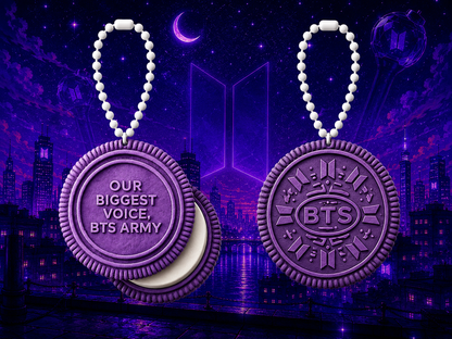 BTS Twistable Oreo Keychain – 12 Collectible Designs + ARIRANG Edition | Includes Photocard & BT21 Sticker