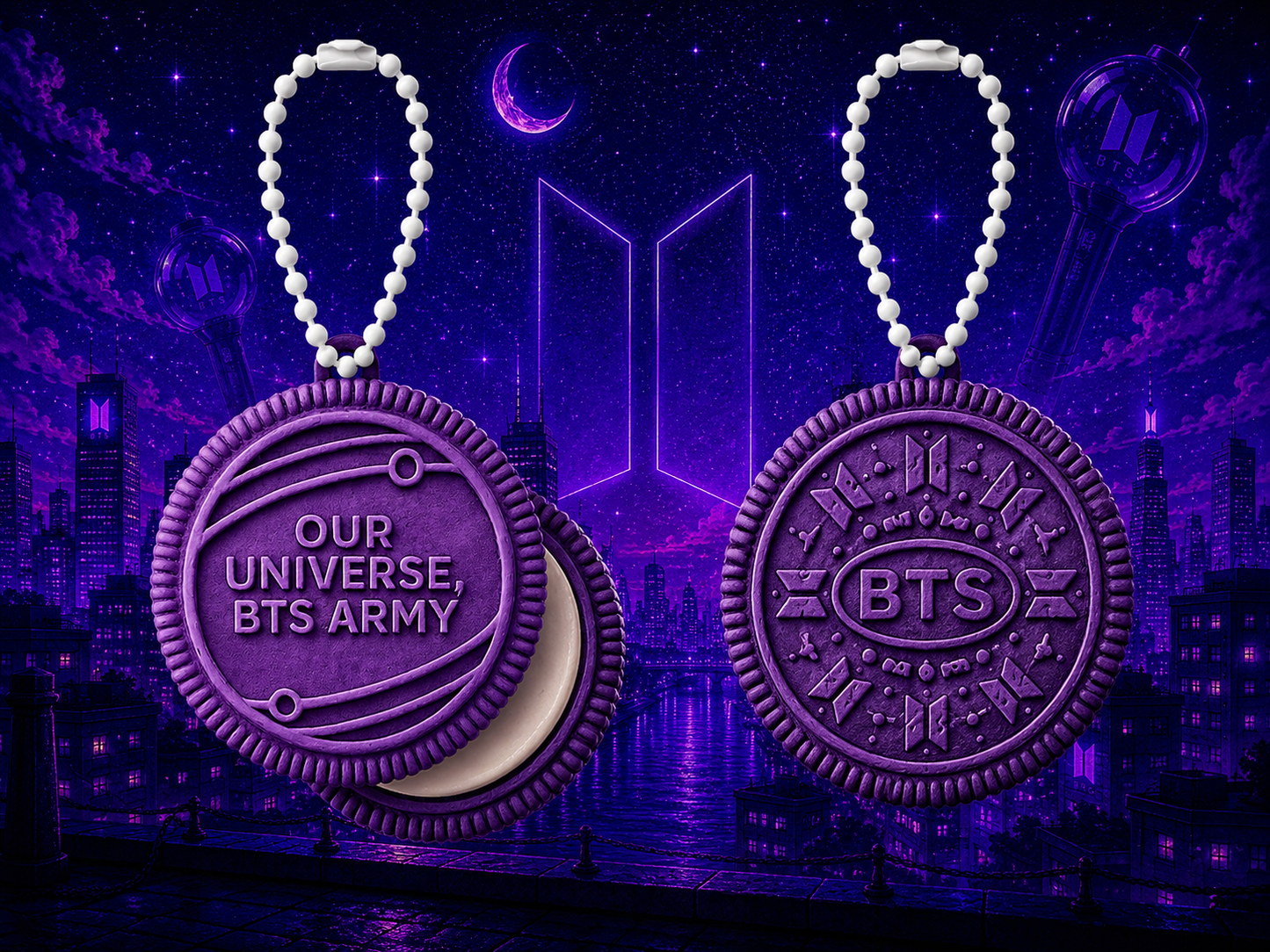 BTS Twistable Oreo Keychain – 12 Collectible Designs + ARIRANG Edition | Includes Photocard & BT21 Sticker